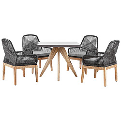 BELIANI OLBIA Noir Set de jardin - Fibre-ciment acacia - Table 90x90 cm - 4 chaises