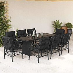 VIDAXL Ensemble 9pcs - Résine tressée noir