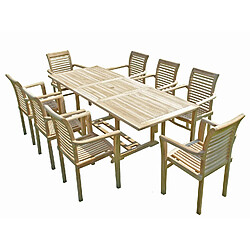 C&L Jardin Salon de jardin AMARA 9 pièces Teck