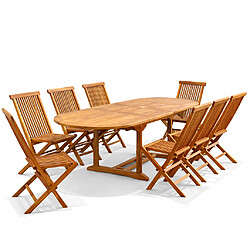 Concept Usine Table de jardin ovale 10 places et 10 chaises en teck huilé LUBOK