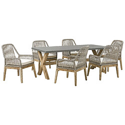 BELIANI OLBIA Ensemble de jardin - Fibre-ciment et bois d'acacia - 6 places - Design scandinave