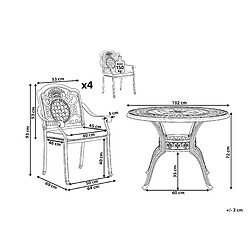 Avis Beliani Ensemble de repas de jardin marron 4 places avec coussins beiges SALENTO