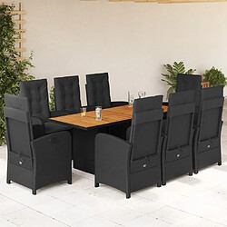VIDAXL Ensemble 9pcs - Noir/Marron