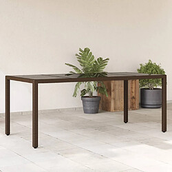 vidaXL Table de jardin verre marron résine tressée
