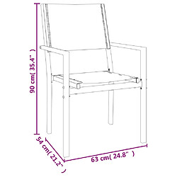 vidaXL Ensemble à manger de jardin 3 pcs - Acier/Textilène - Noir pas cher