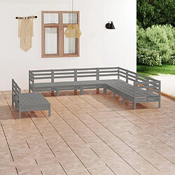 vidaXL Salon de jardin 9 pcs - Bois de pin massif gris Salon modulaire en bois - Pin massif - Résistant aux intempéries - Conception flexible - Extérieur