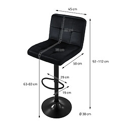 Ml-design Tabouret de bar velours - Noir pas cher