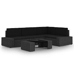 vidaXL Salon de jardin 5 pièces avec coussins noirs