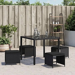 Avis vidaXL Tabourets de jardin et coussins 4 pcs - Noir