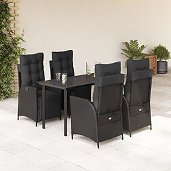 vidaXL Ensemble à manger jardin 5 pcs - Résine tressée Noir