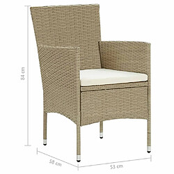 vidaXL Ensemble à manger de jardin et coussins 9 pcs Poly rotin Beige pas cher