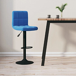 VidaXL Tabouret de bar - Bleu Velours Tabouret de bar - Assise en velours - Structure en acier chromé - Ajustable et pivotant à 360°