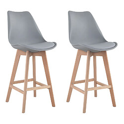Happy Garden Lot de 2 tabourets scandinaves - Gris