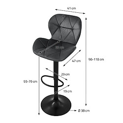 Ml-design Tabourets de bar velours - Gris pas cher