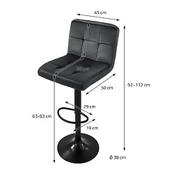 Ml-design Tabouret de bar velours - Gris pas cher