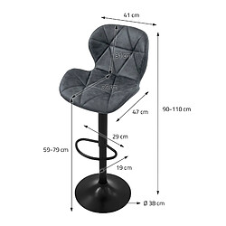 Ml-design lot de 4 tabourets de bar - Anthracite pas cher