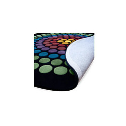 Avis ICONIK INTERIOR Tapis Rond Laine – Design Géométrique – 68 cm – Yoler Noir / Blanc