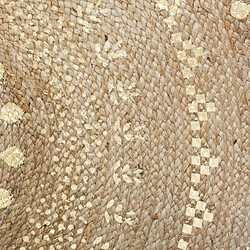 Atmosphera Tapis en jute à motifs - D. 115 cm - Beige et Doré
