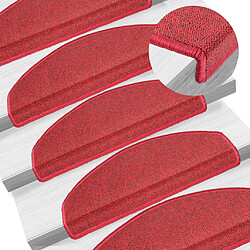 vidaXL Tapis d'escalier Tapis de marches - Antidérapant - Rouges - 65 x 24 x 4 cm (10 pcs)