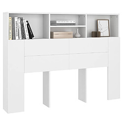 Decoshop26 Tête de lit avec rangements - Blanc