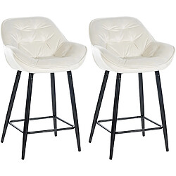 Lot de 2 tabourets de bar velours - Crème