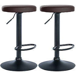 Lot de 2 tabourets de bar en similicuir - Brun