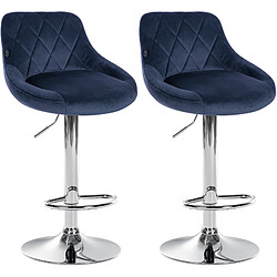 Lot de 2 tabourets de bar velours - Bleu