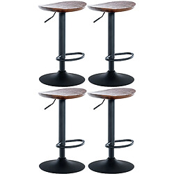 Lot de 4 tabourets de bar bois - Noyer