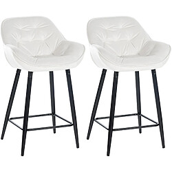 Lot de 2 tabourets de bar velours - Blanc