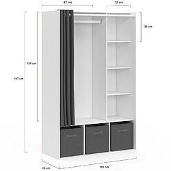 Acheter Idmarket Dressing penderie DIANE 105 x 45 x 167 cm blanc