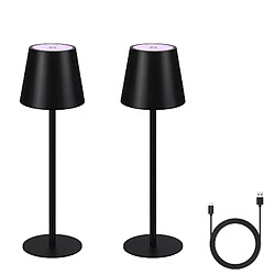 NETTLIFE Lampe de chevet LED RGB Noir - Lot de 2