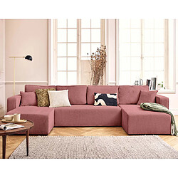 Canapé Panoramique En U 7 Places Convertible Avec Coffre - Velours Noir/Blanc | Best Mobilier Valos