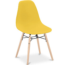 ICONIK INTERIOR Chaise de Salle à Manger - Design Scandinave - Pieds en Bois - Skögur Jaune