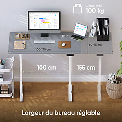 ONKRON Bureau Assis Debout Électrique avec Deux Moteurs, Pied de Bureau Reglable en Hauteur Electrique Charge jusqu'à 100 kg - CDF222E-W Blanc