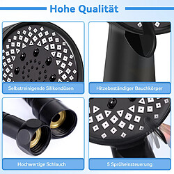 NETTLIFE Pommeau de douche rond noir - 5 jets pas cher