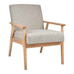 Beliani ESRUM - Gris Fauteuil rétro avec accoudoirs en bois - Tissu effet lin - Densité 26 kg/m3