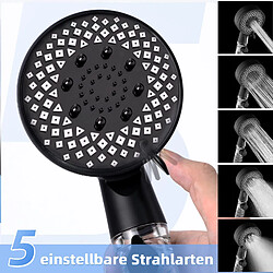 NETTLIFE Pommeau de douche rond noir - 5 jets