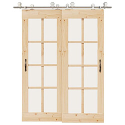 vidaXL Kit fixation porte coulissante 183 cm inox