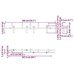 Vidaxl Kit porte coulissante 200 cm pas cher