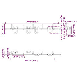 VidaXL Kit Quincaillerie Porte Coulissante 200 cm pas cher