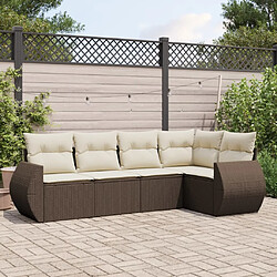 vidaXL Salon de jardin avec coussins 5 pcs marron résine tressée 