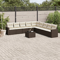 vidaXL Salon de jardin 10 pcs - Marron Résine tressée