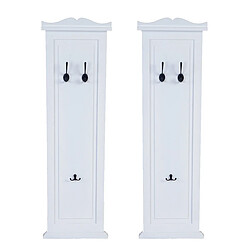 decoshop26 Porte-manteaux mural 3 crochets en bois - Blanc