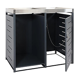 decoshop26 04_0008223 - Abris poubelle métal et fleurs