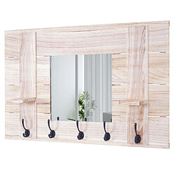 Decoshop26 Porte-manteau mural avec miroir - Marron