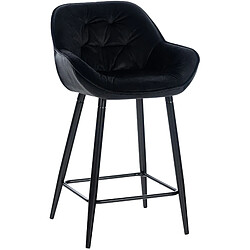 Decoshop26 Tabouret de bar velours - Noir