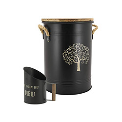 Aubry Gaspard Tabouret à pellets - Arbre de vie Tabouret et seau - Métal laqué - Collection "Arbre de vie" - Pelle incluse