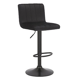 Decoshop26 Tabouret de bar velours - Noir