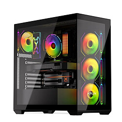 Krux KRXD004 - Noir Boîtier ATX semi-tour - Anti-poussière - USB-C / USB-A - Convient ATX, Mini-ITX, mATX