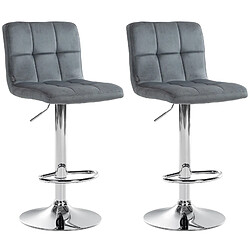 Decoshop26 Lot de 2 tabourets de bar - Gris foncé
